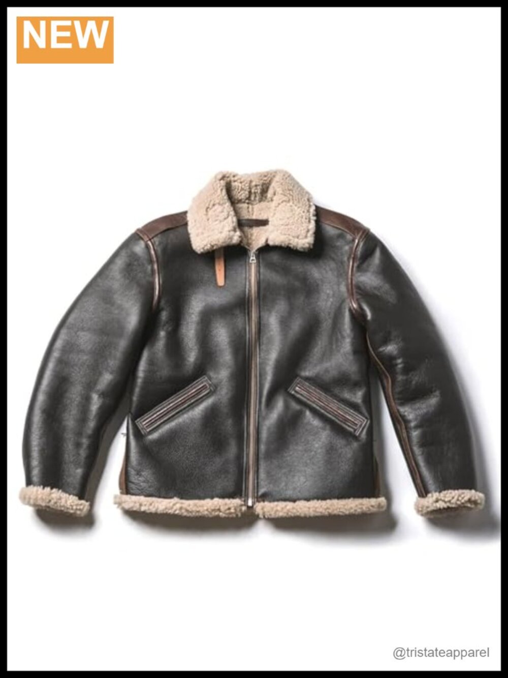 Men's Genuine Leather B6 Bomber Aviator Jacket Real Shearling